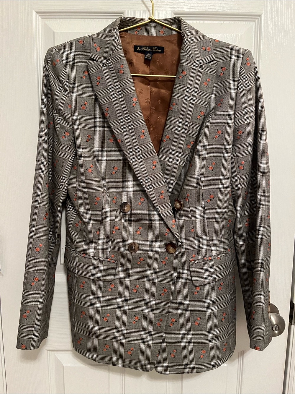 Brooks Brothers Floral Glen Plaid Double Breasted Blazer Size 8 - Picture 5 of 16